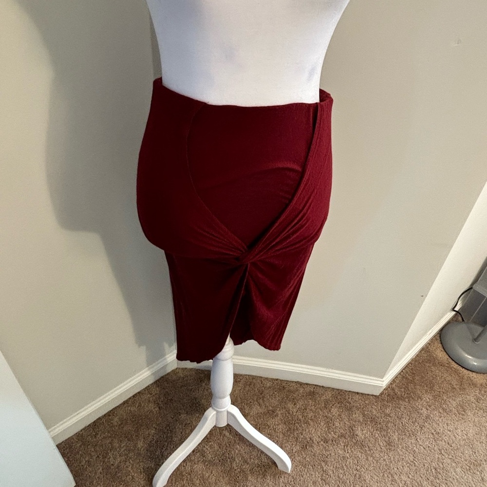 Burgundy Twist Front Skirt